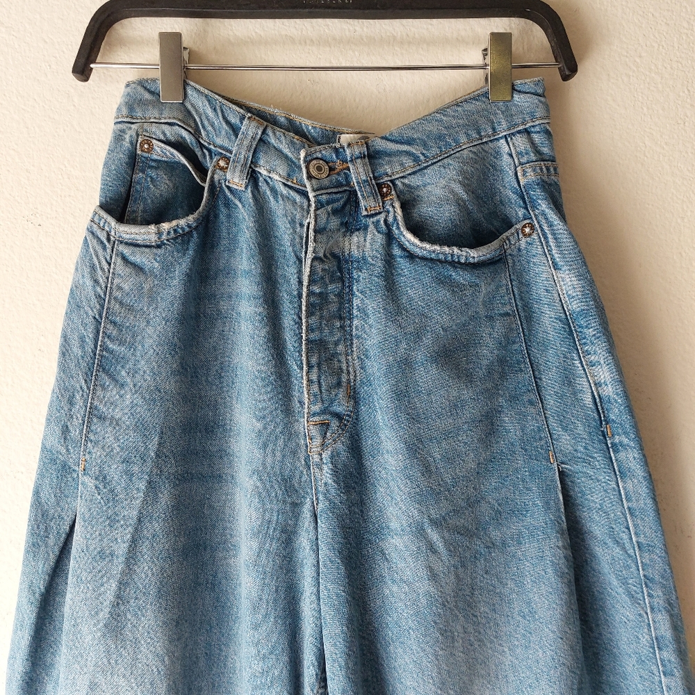 Free People High-Waist Wide Leg Jeans in Blue - Picture 6 of 13